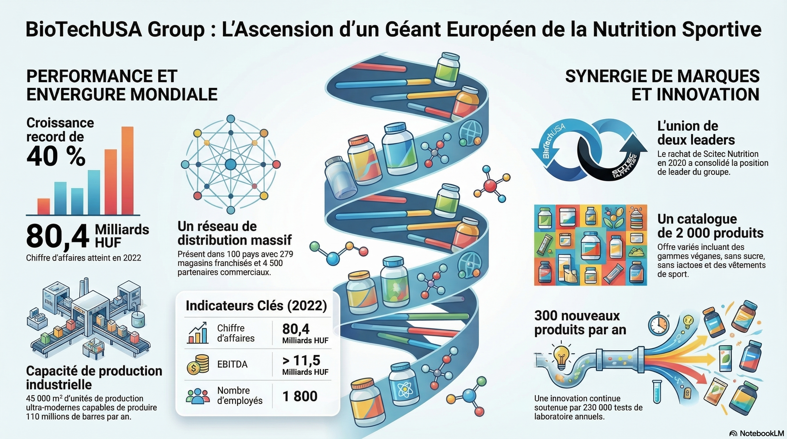 Infographie Scitec Nutrition et BioTechUSA Group chiffres clés et données